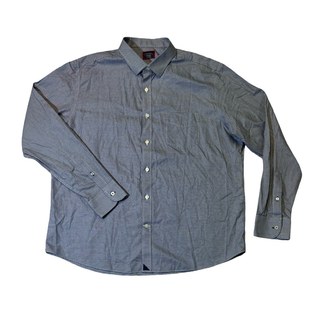 UNTUCKit mens 2XL XXL regular fit blue houndstooth wrinkle free button up shirt